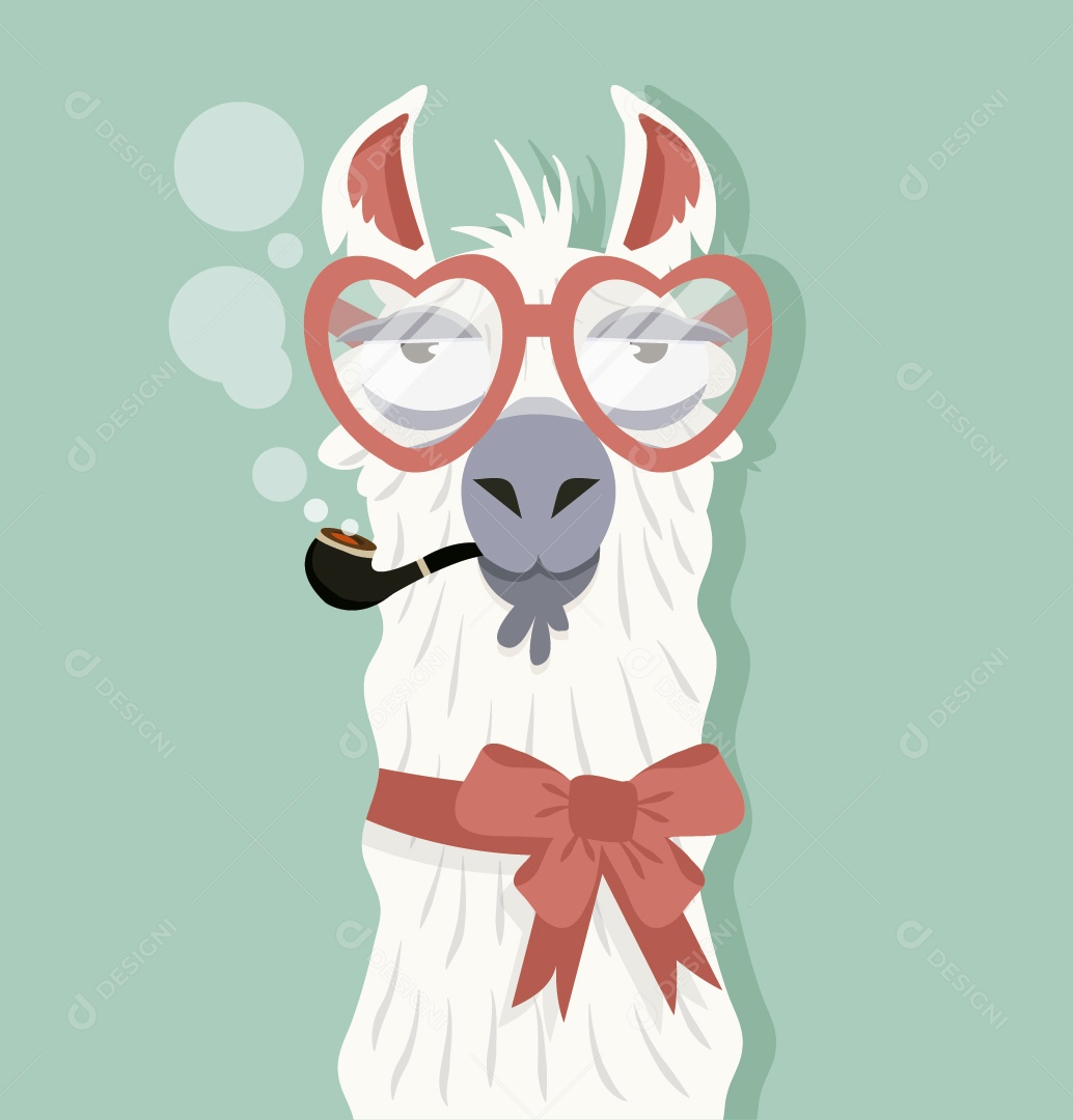 Lhama de Óculos Ilustração Vetor EPS