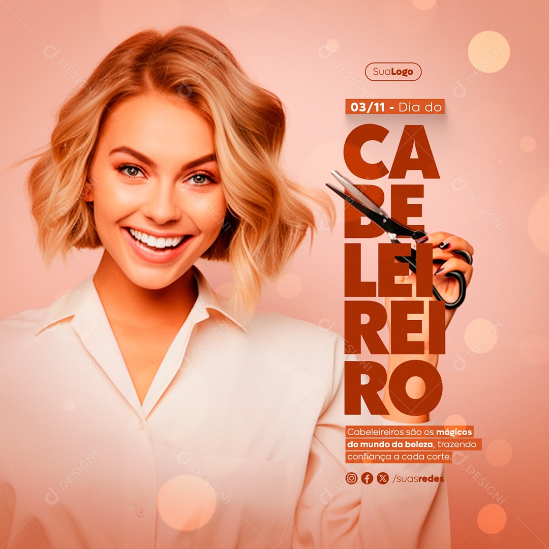Dia do Cabeleireiro 03 de Novembro Mágicos do Mundo da Beleza Social Media PSD Editável