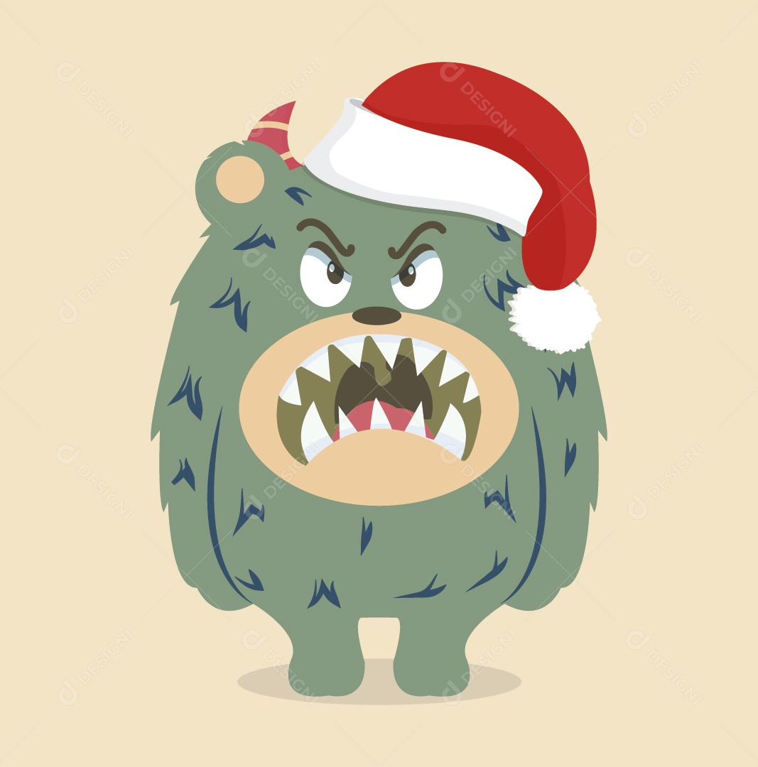 Monstro com Chapéu de Natal Ilustração Vetor EPS