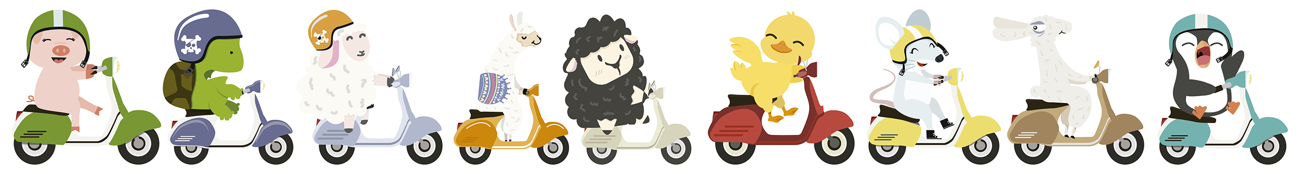 Animais Motociclistas Ilustração Vetor EPS