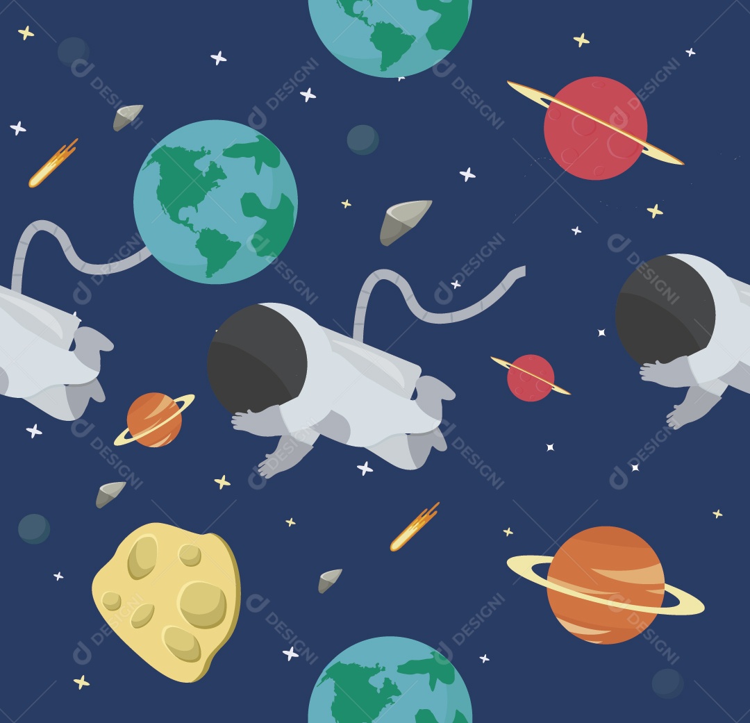 Astronauta no Espaço Ilustração de Vetor EPS