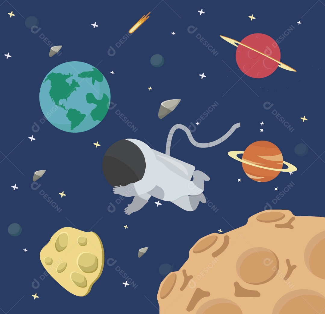 Astronauta no Espaço Ilustração de Vetor EPS