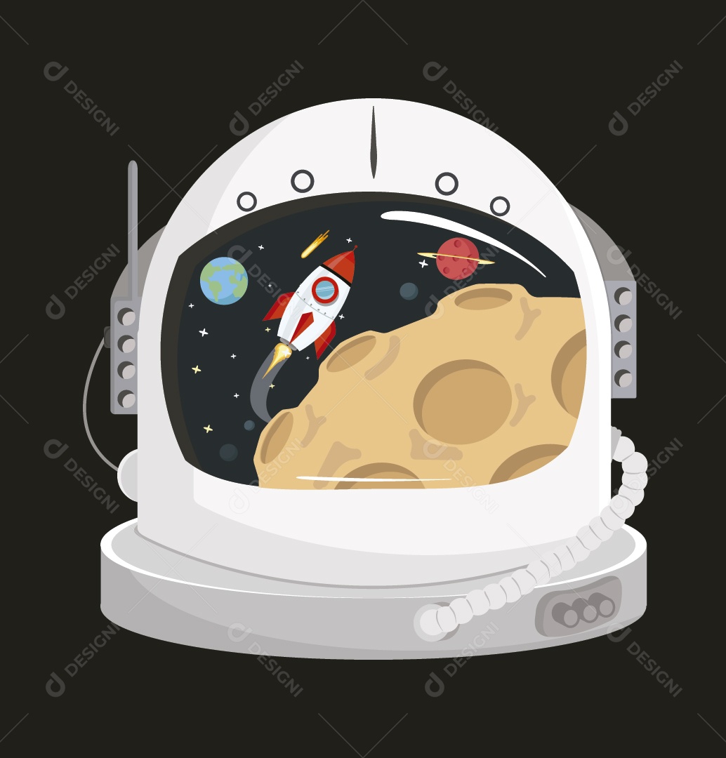 Capacete de Astronauta Ilustração de Vetor EPS