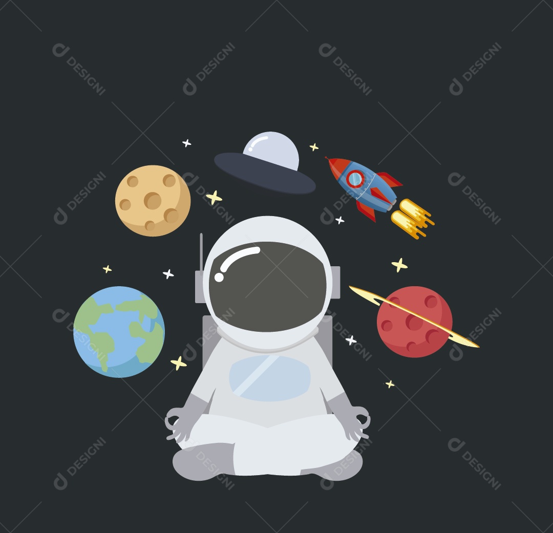 Astronauta no Espaço Ilustração de Vetor EPS