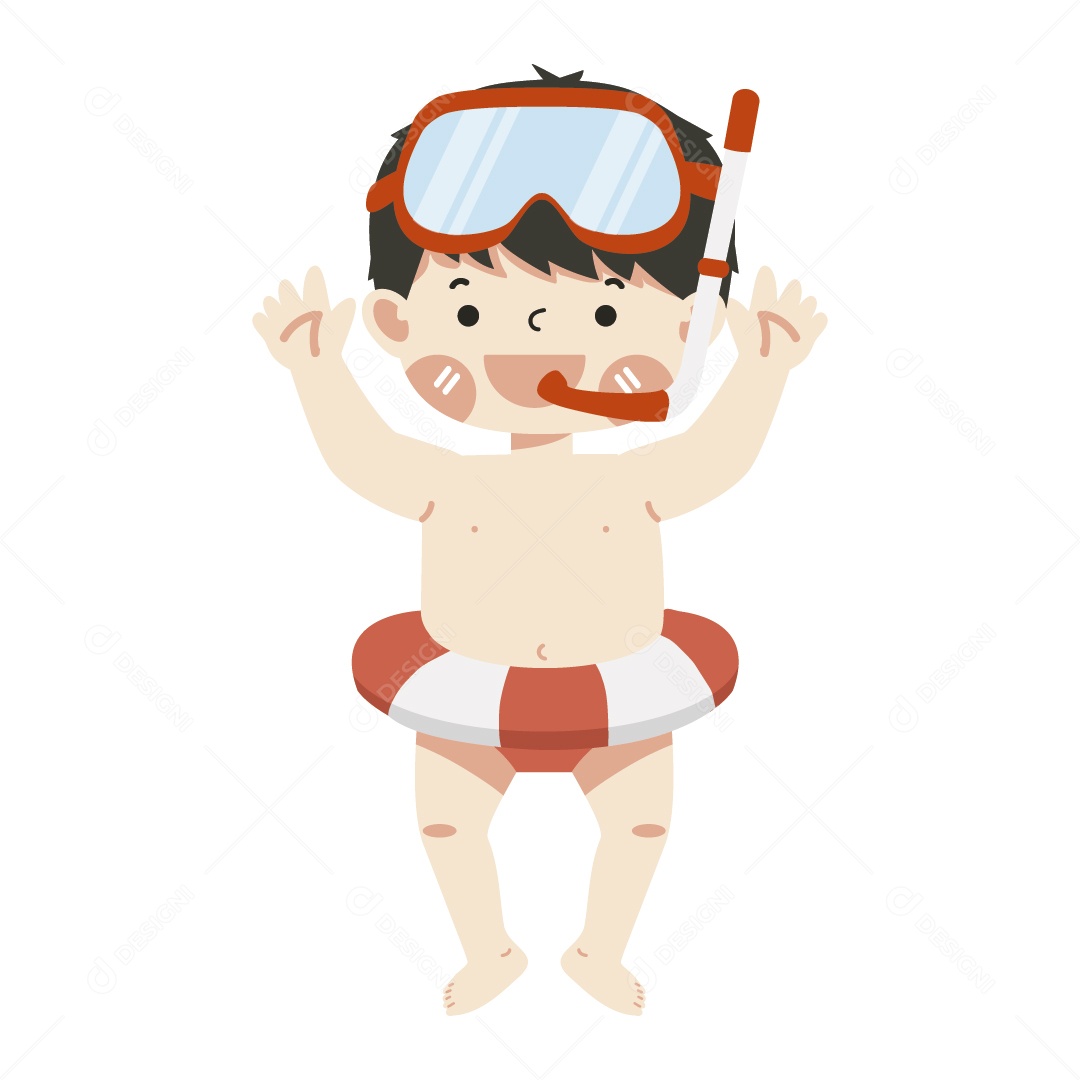 Garoto com Traje de Banho Ilustração Vetor EPS