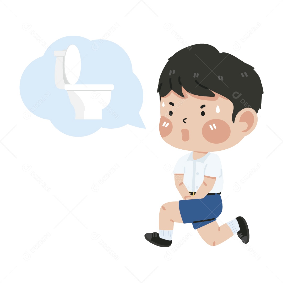 Garoto Com Vontade de Ir ao Banheiro Ilustração Vetor EPS