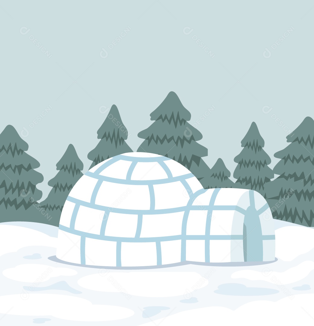 Iglu na Neve Ilustração Vetor EPS