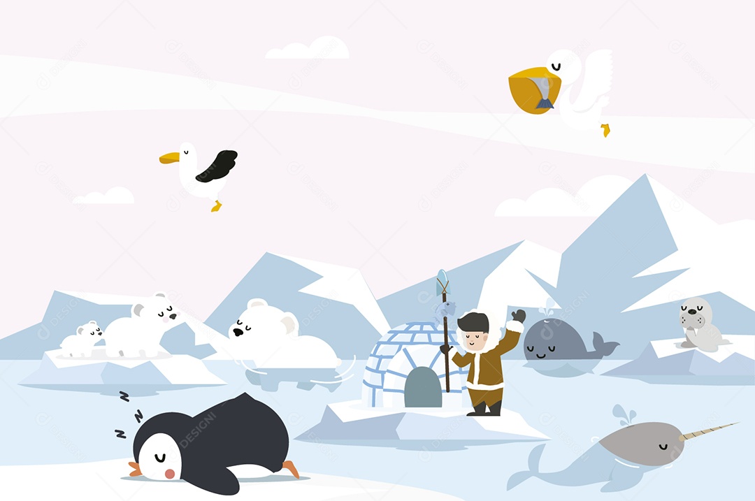 Cenário Ártico Ilustração Vetor EPS