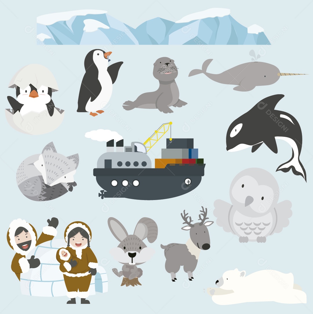 Cenário Ártico Ilustração Vetor EPS