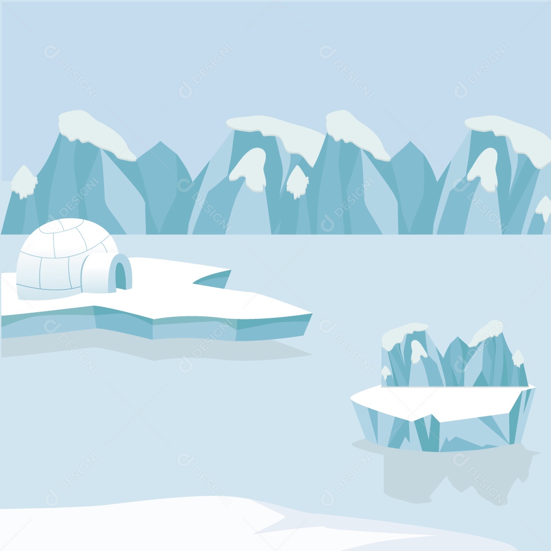 Paisagem Ártica Ilustração Vetor EPS