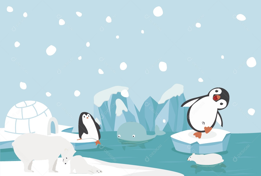 Animais Árticos Ilustração Vetor EPS