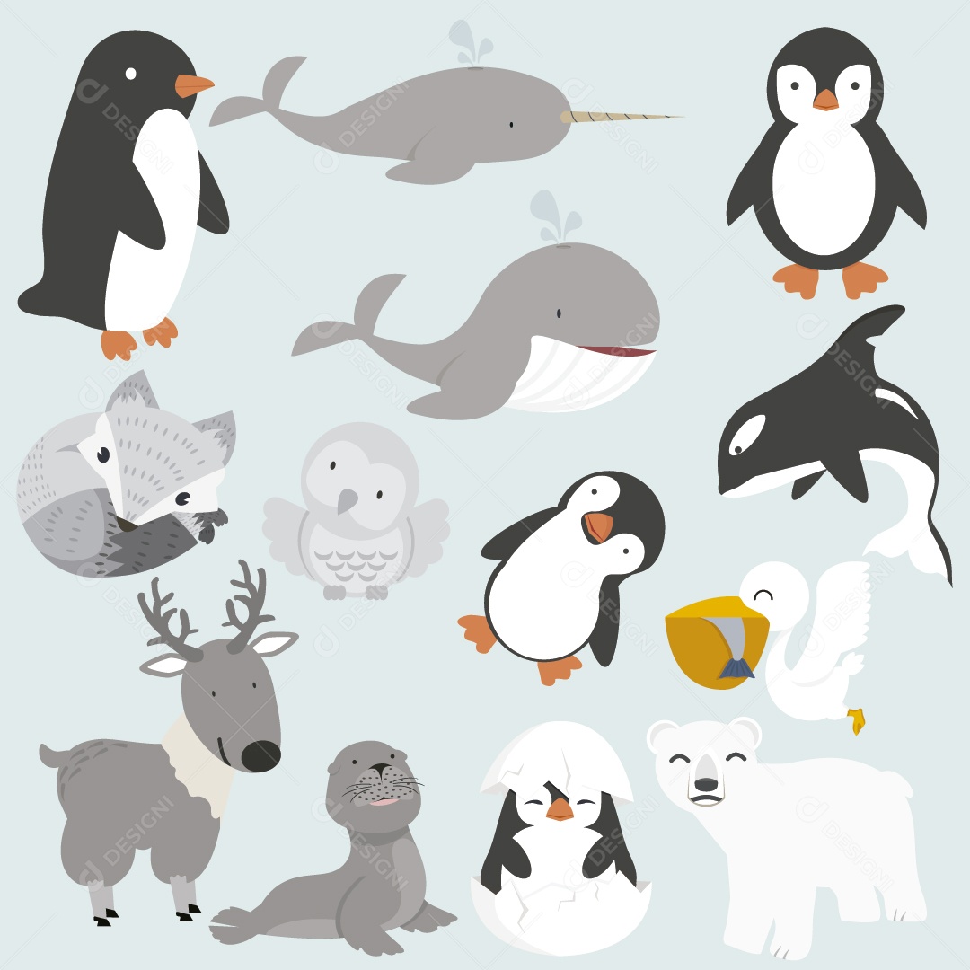 Animais Árticos Ilustração Vetor EPS