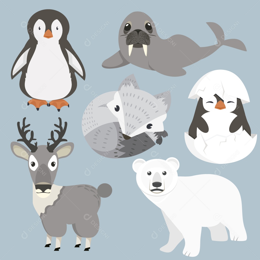 Animais Árticos Ilustração Vetor EPS
