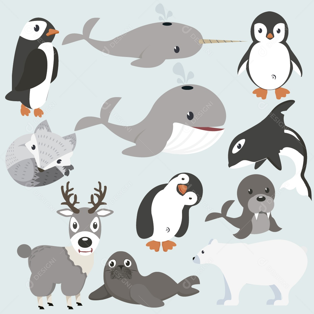 Animais Árticos Ilustração Vetor EPS