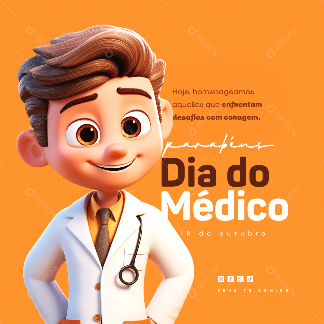 Dia Do Médico Parabéns 18 de Outubro Social Media PSD Editável