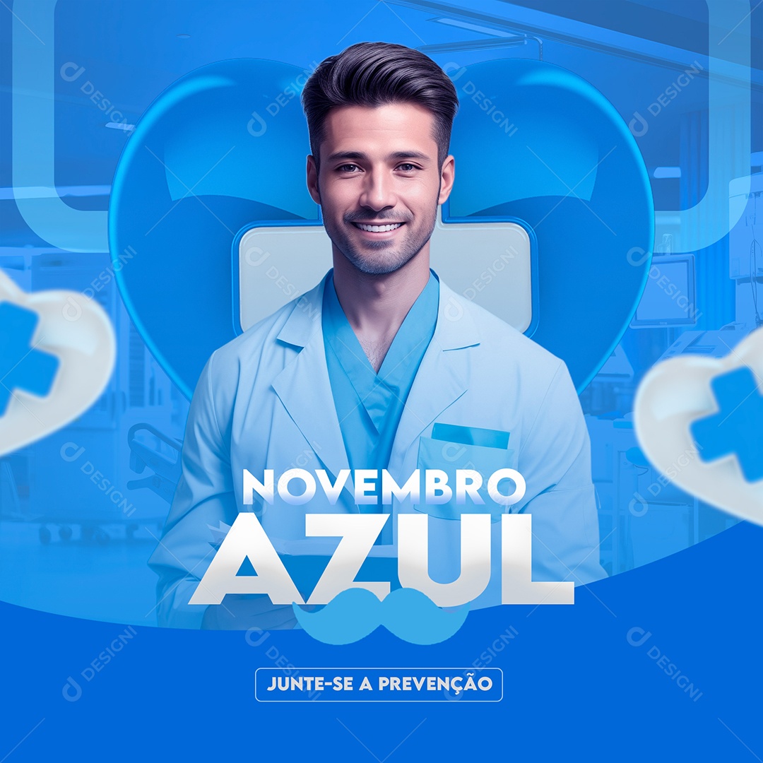 Junte Se a Preenção Novembro Azul Social Media PSD Editável