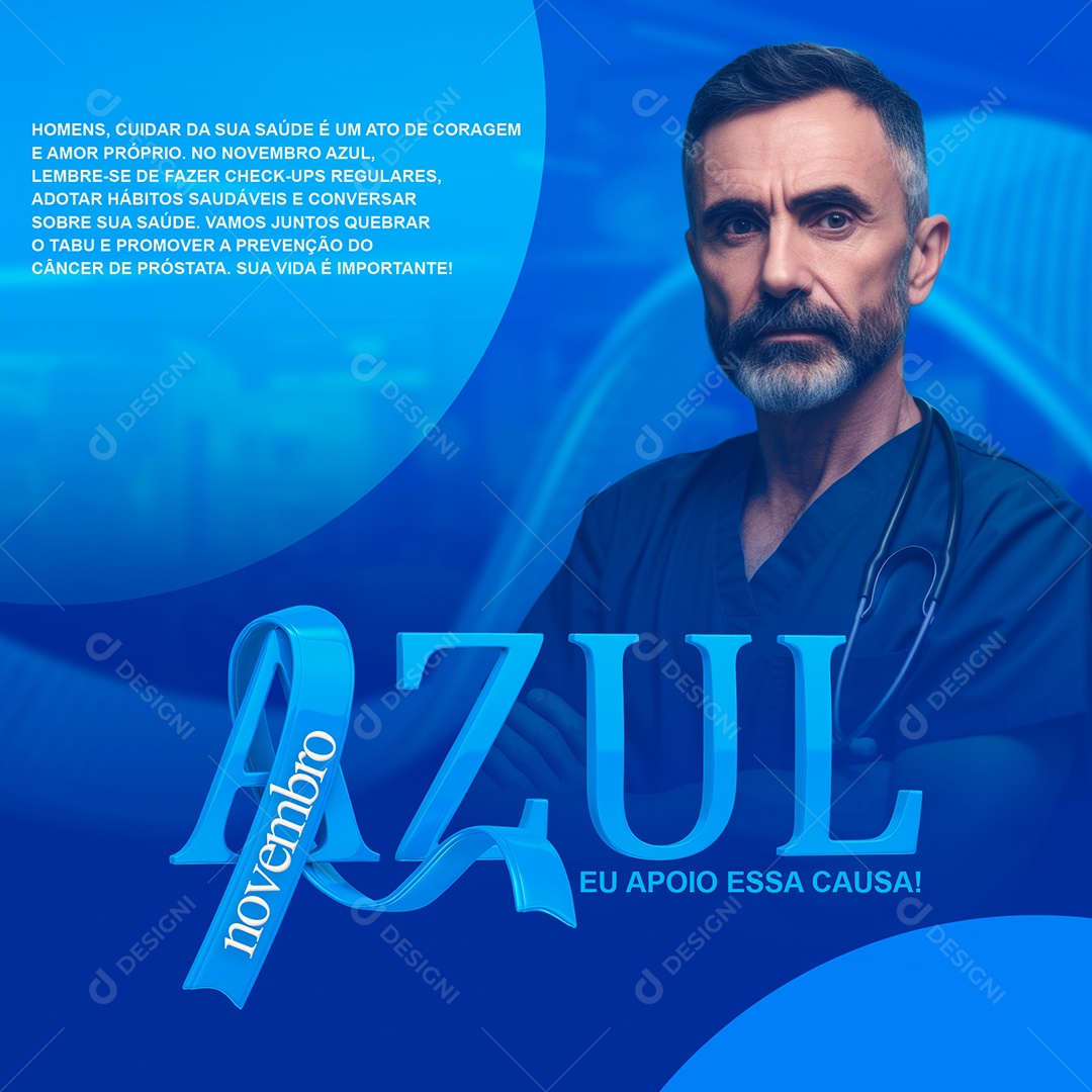 Social Media Novembro Azul Apoio Essa Causa PSD Editável