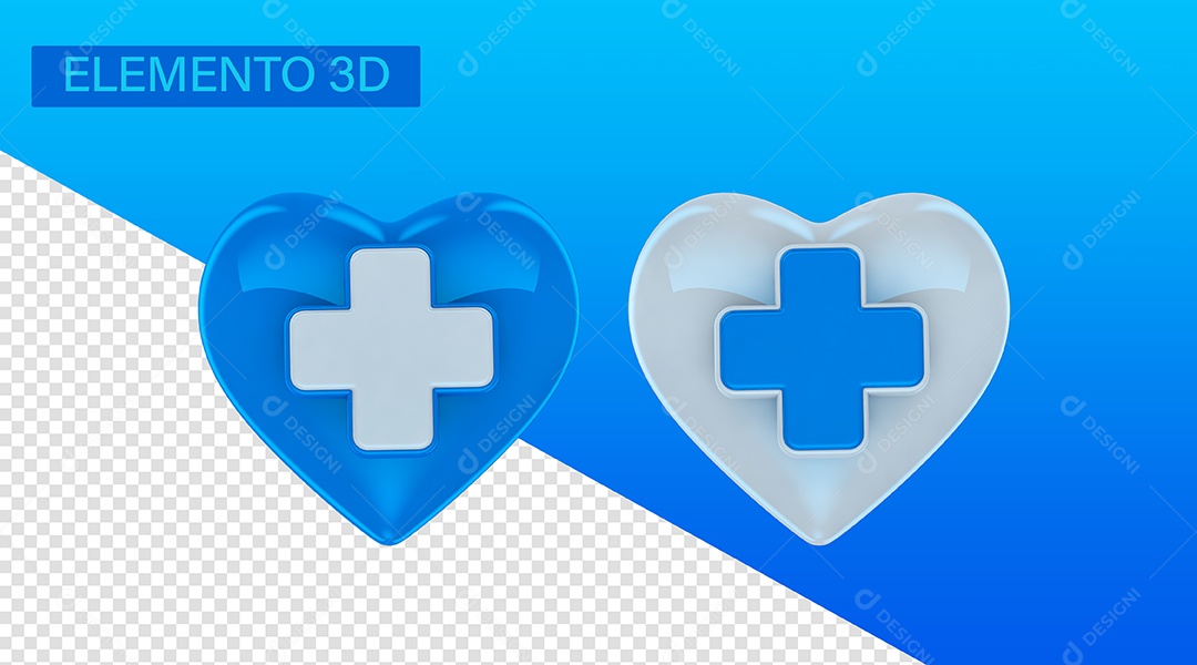 Elemento 3D Coração Novembro Azul Para Composição PSD