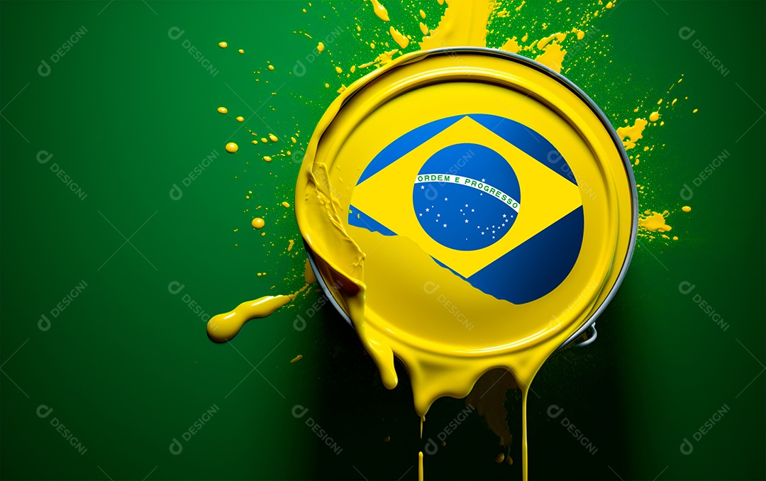 Tambor de carnaval com bandeira do brasil sobre fundo verde