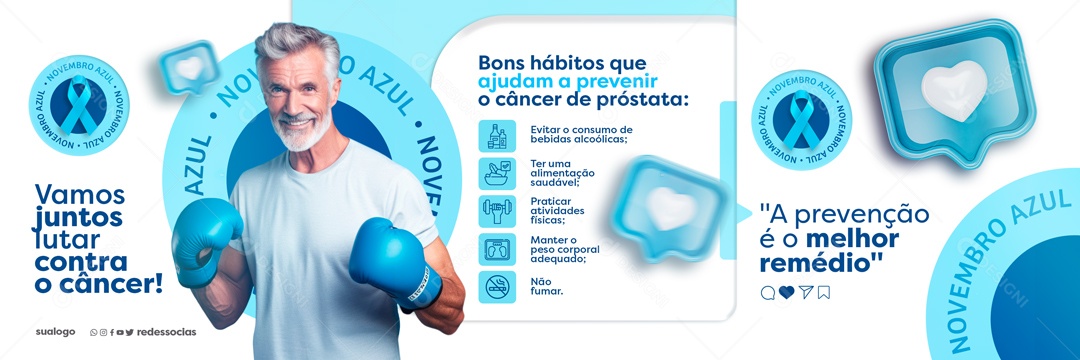 Carrossel Novembro Azul A Prevenção é o Melhor Remédio Social Media PSD Editável
