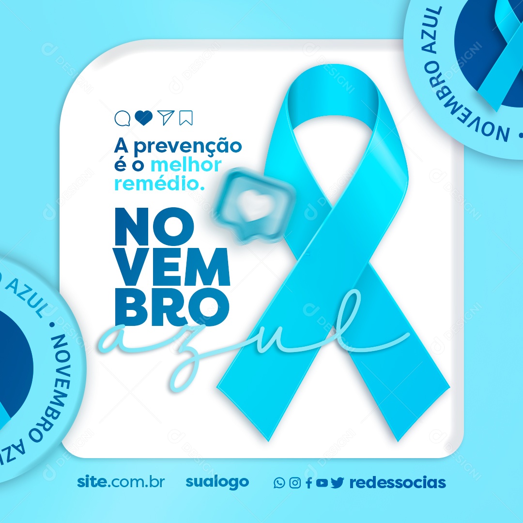 Social Media a Prevenção é o Melhor Remédio Novembro Azul PSD Editável