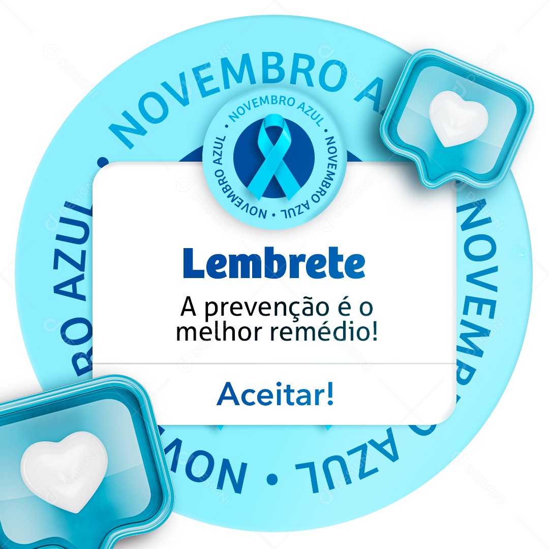 Social Media Novembro Azul Lembrete PSD Editável