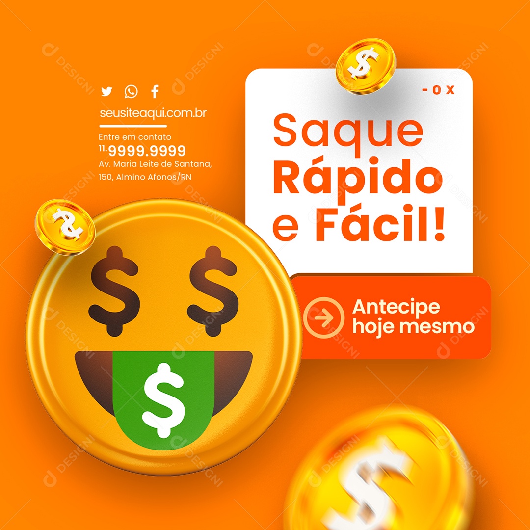 FGTS Saque Rápido e Fácil Antecipe Hoje Mesmo Social Media PSD Editável