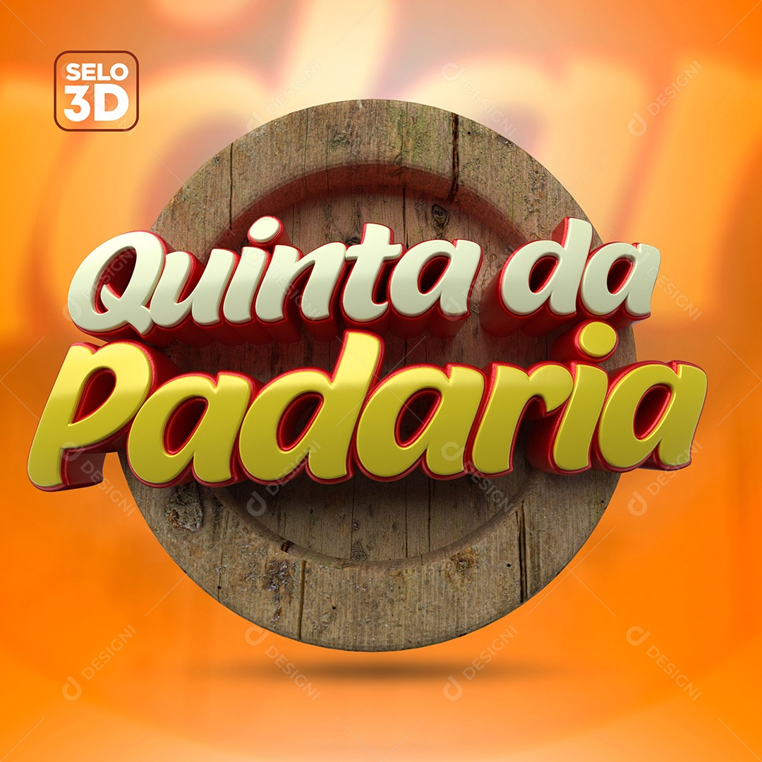 Quinta da Padaria Selo 3D Branco Dourado Marrom para Composição PSD