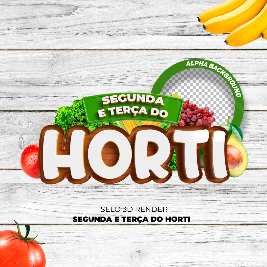 Segunda e Terça Do Horti Selo 3D Para Composição PSD