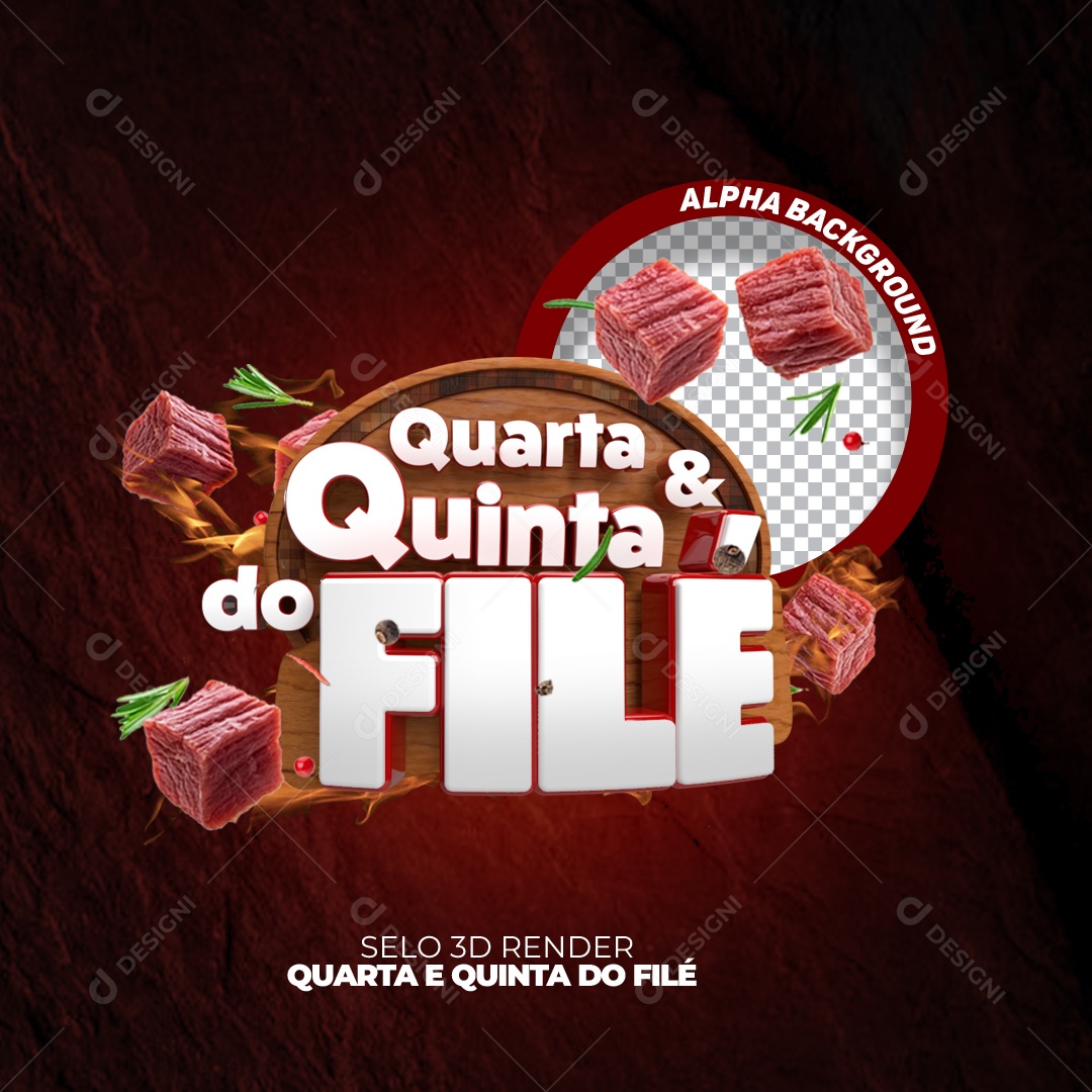 Selo 3D Quarta e Quinta Do Filé Para Composição PSD