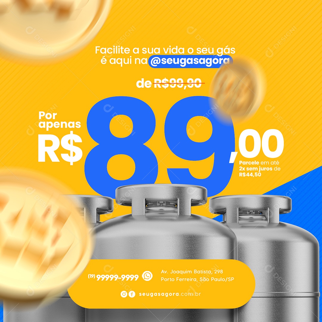 Gás de Cozinha Facilite a sua Vida o seu Gás é Aqui na Distribuidora de Gás Social Media PSD Editável