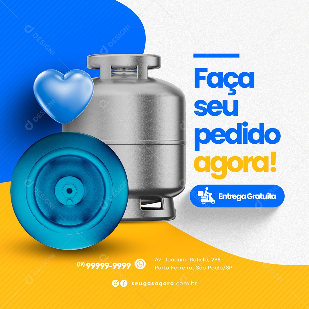 Gás de Cozinha Faça seu Pedido Agora Entrega Gratuita Social Media PSD Editável