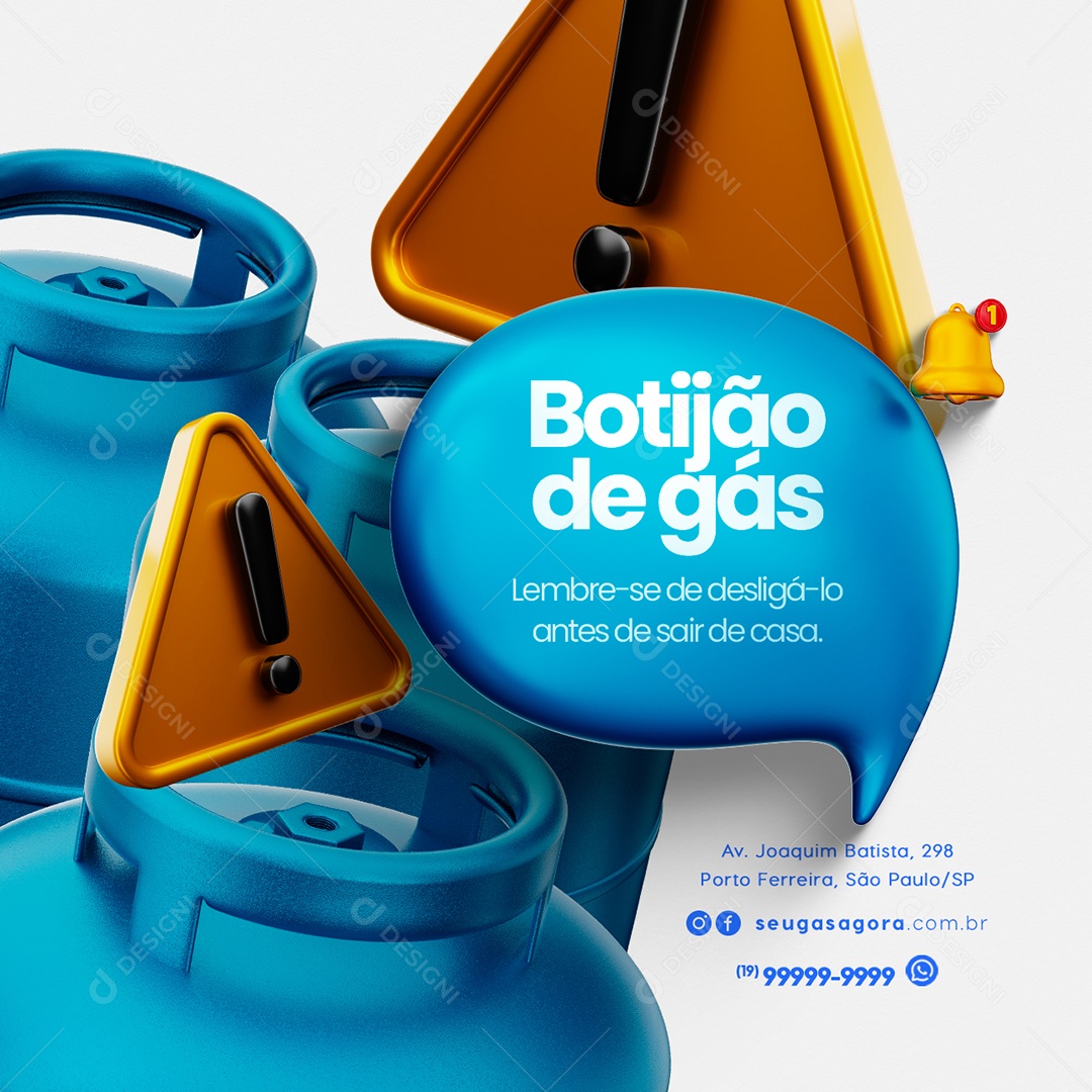Gás de Cozinha Botijão de Gás Lembre se de Desligá-lo Antes de Sair de Casa Social Media PSD Editável