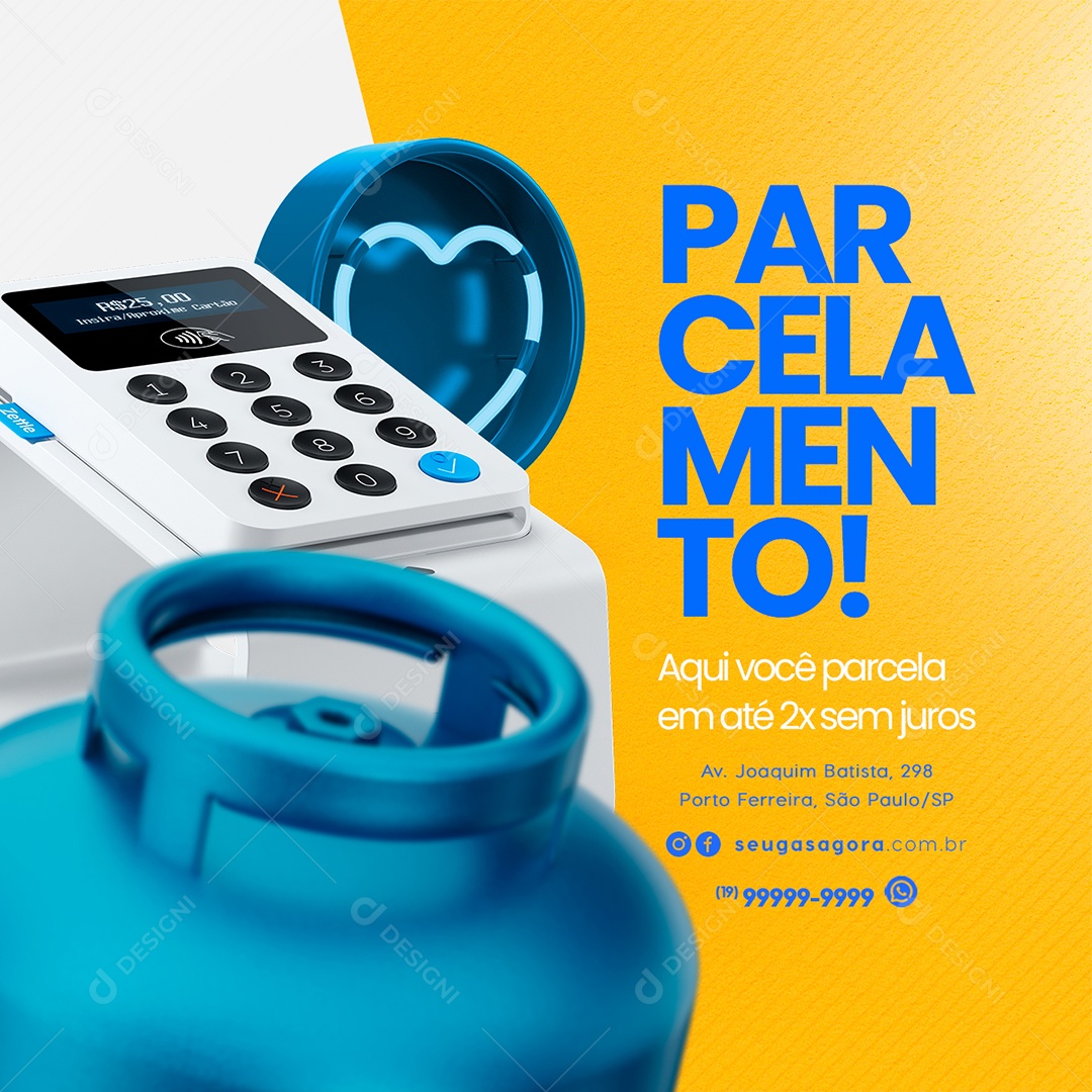 Gás de Cozinha Parcelamento Aqui Você Parcelar em Até 2x sem Juros Social Media PSD Editável