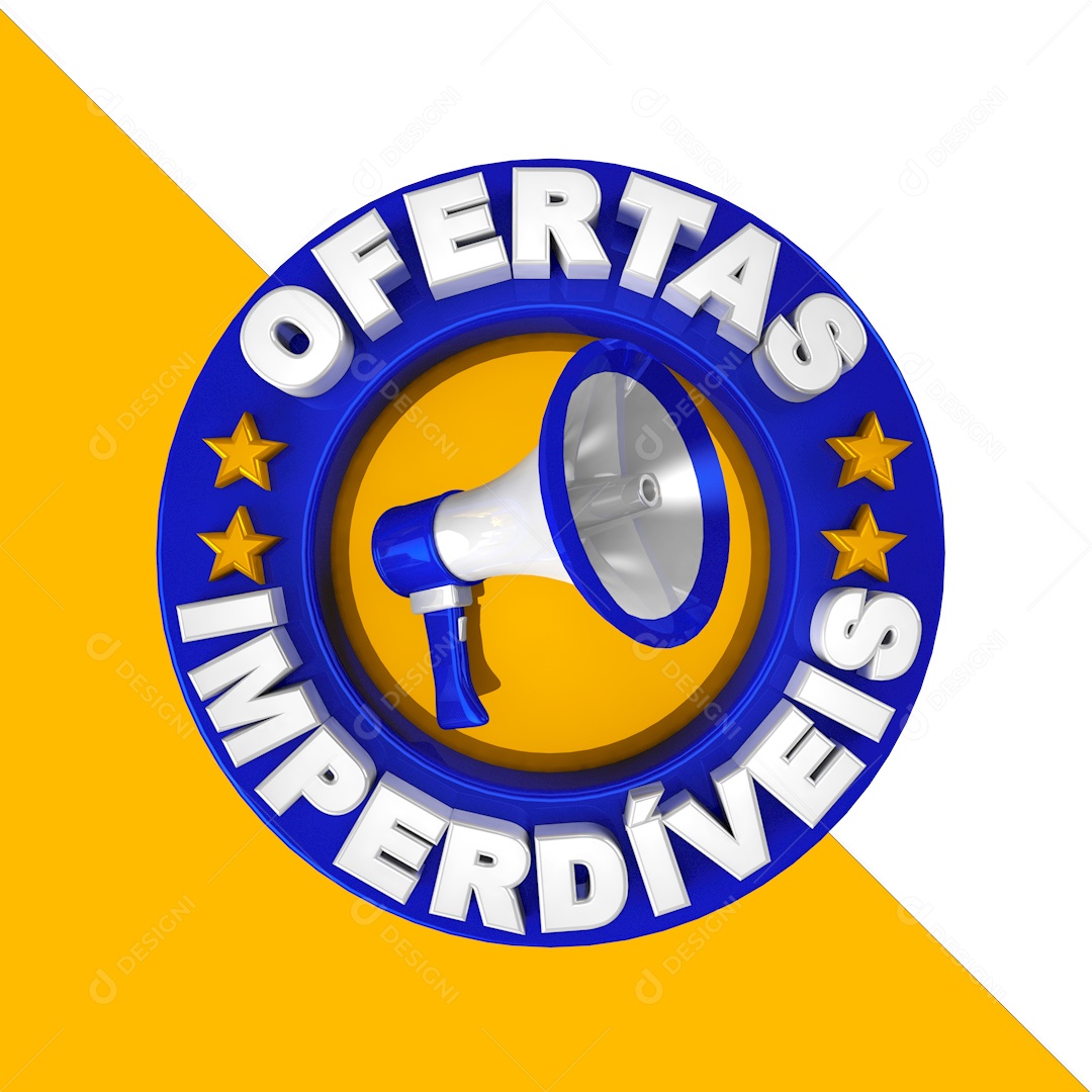 Ofertas Imperdíveis Azul e Amarelo Selo 3D Para Composição PSD