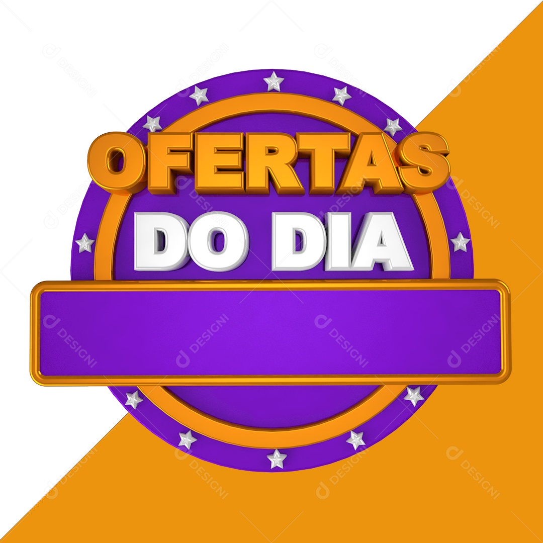 Selo 3D Ofertas Do Dia Amarelo e Roxo Para Composição PSD