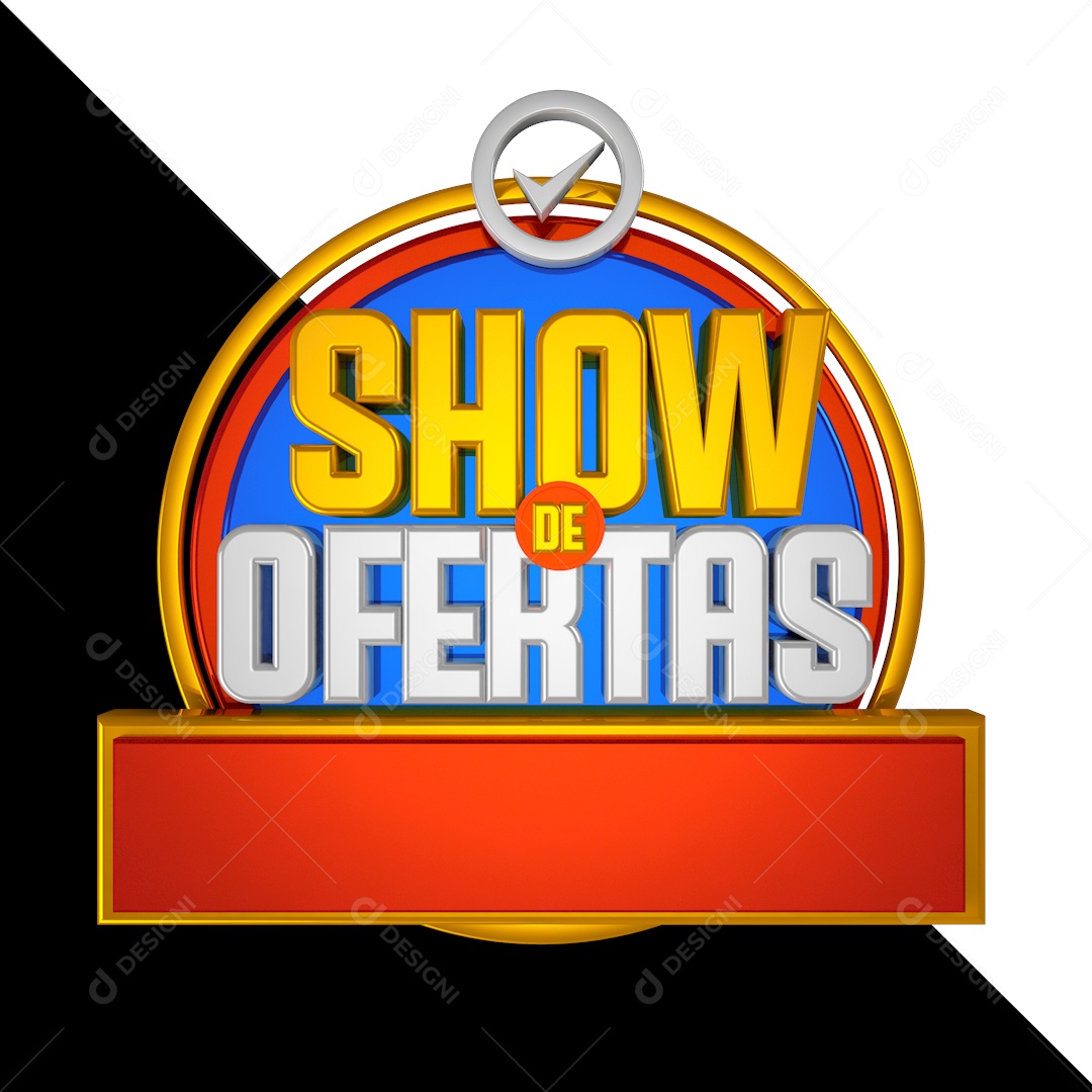 Show De Ofertas Amarelo e Vermelho Selo 3D Para Composição PSD