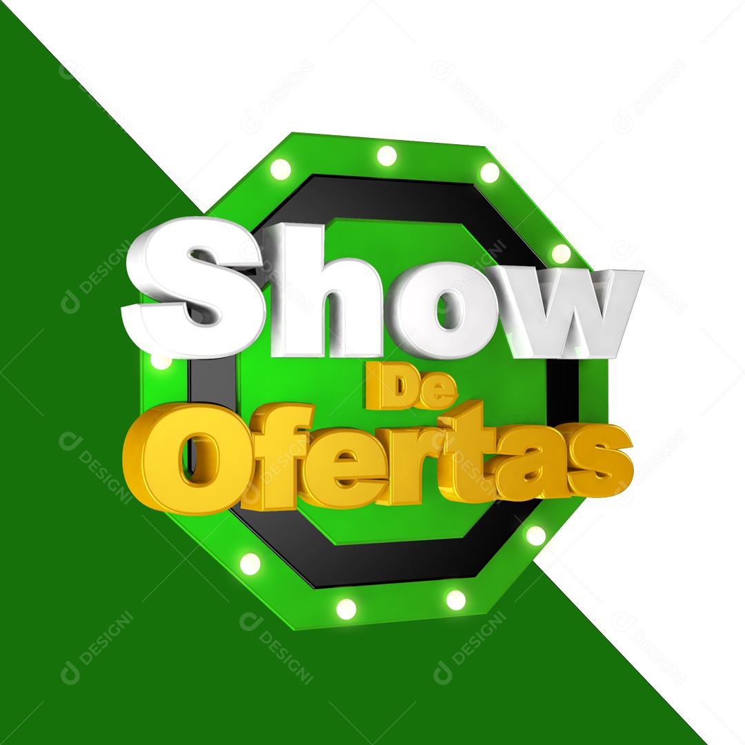 Show De Ofertas Amarelo e Verde Selo 3D Para Composição PSD