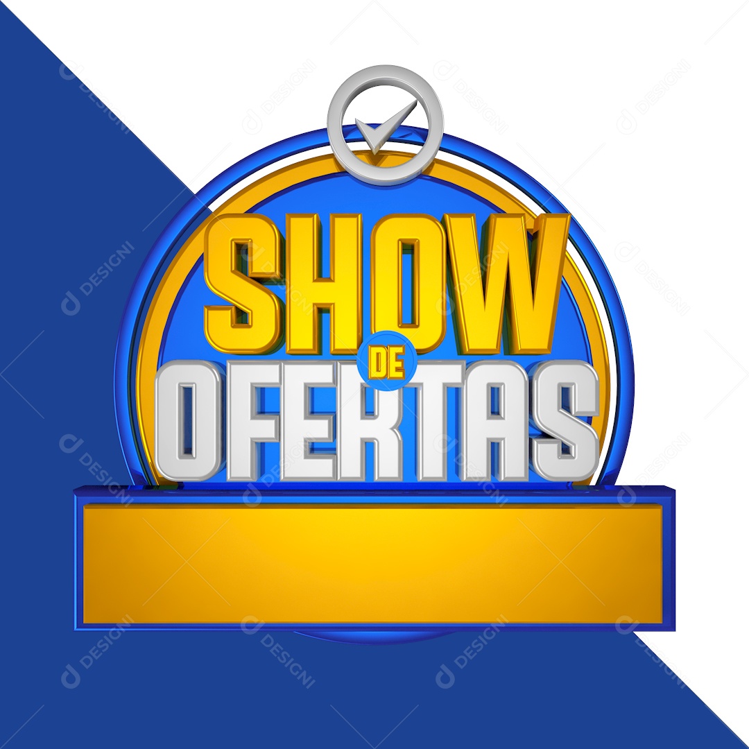 Show De Ofertas Amarelo e Azul Selo 3D Para Composição PSD