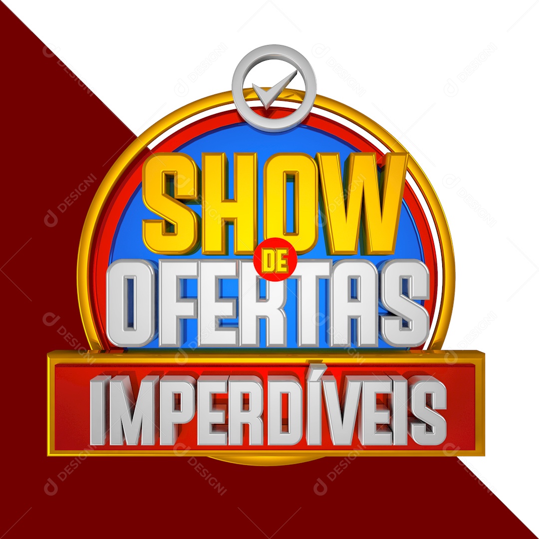 Selo 3D Show De Ofertas Imperdíveis Vermelho Para Composição PSD