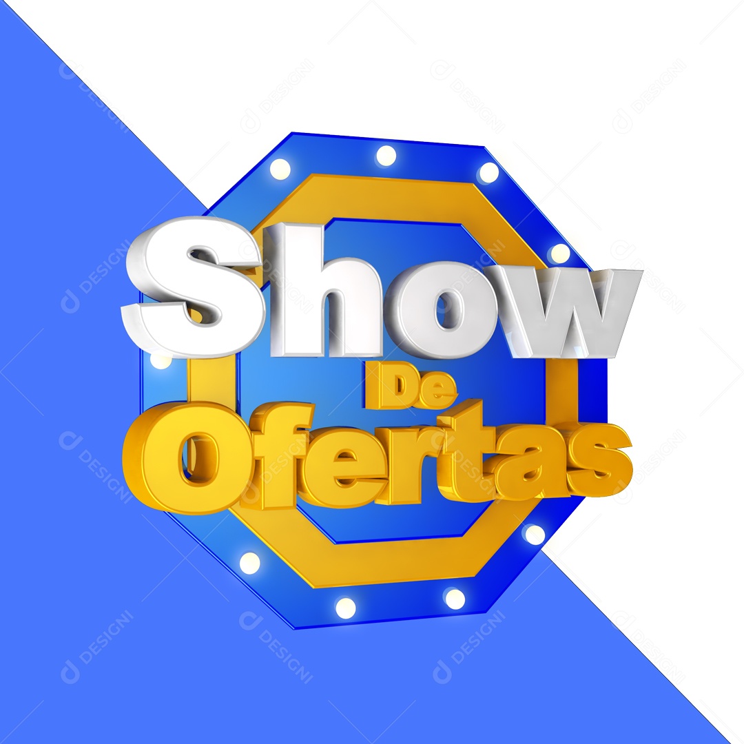 Selo 3D Show De Ofertas Azul e Amarelo Para Composição PSD
