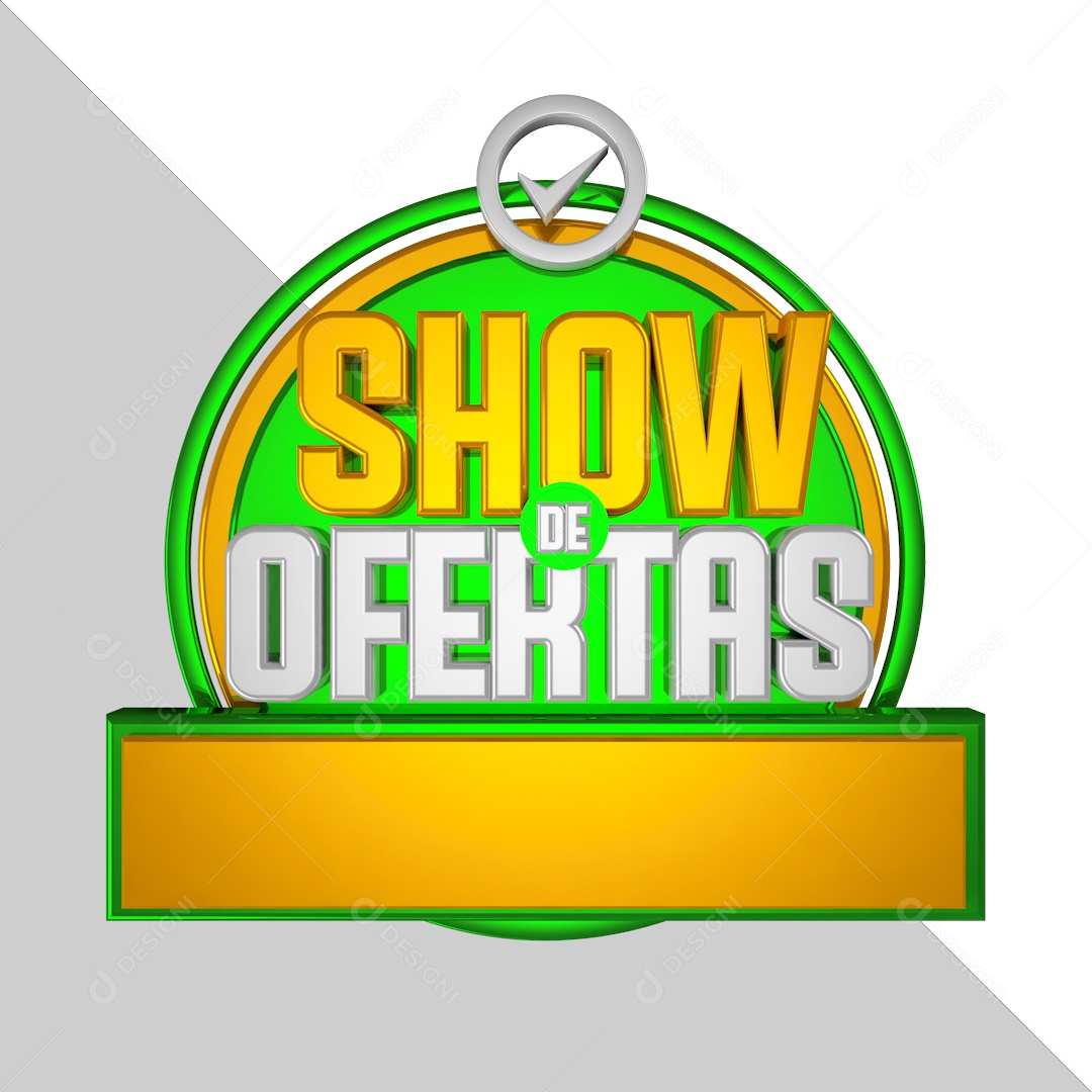 Selo 3D Show De Ofertas Verde e Amarelo Para Composição PSD