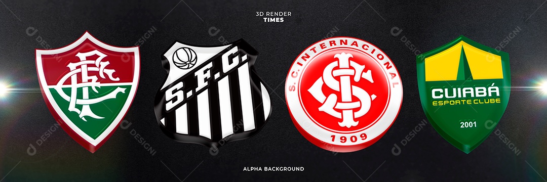 Icones 3D Brasão De Times Fluminense Santos Internacional Cuiabá Para Composição PSD
