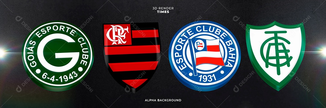 Icones 3D Brasão De Times Goiás Flamengo Bahia América Mineiro Para Composição PSD