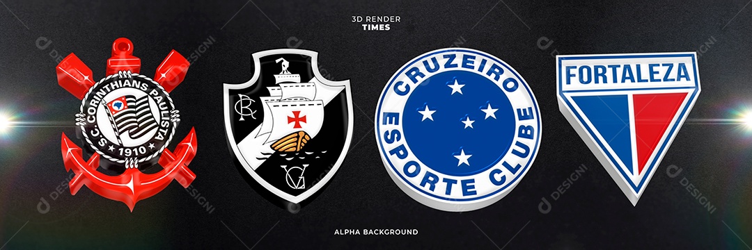 Icones 3D Brasão De Times Corinthians Vasco Cruzeiro Fortaleza Para Composição PSD