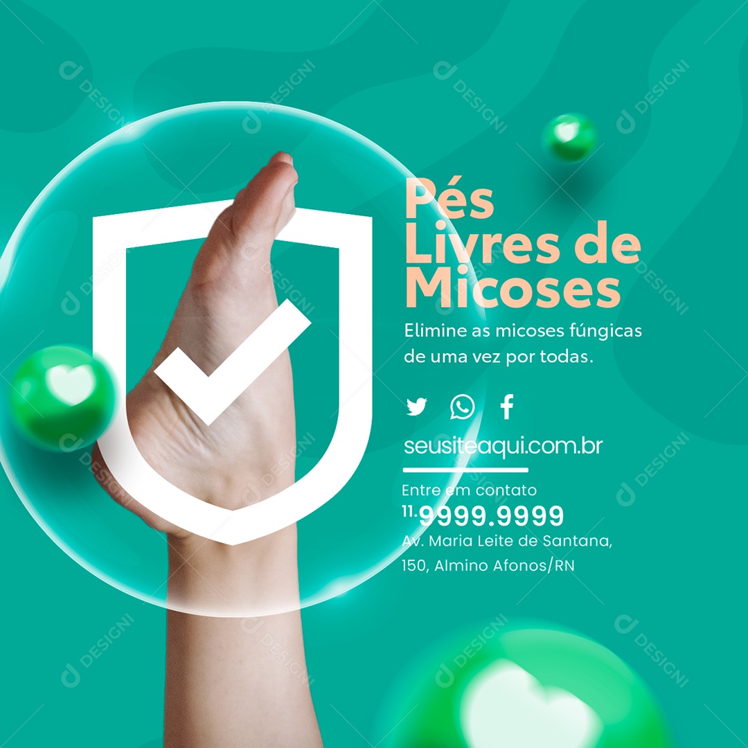 Pedóloga Pés Livres de Micoses Elimine as Micoses Fúngicas de uma Vez por Todas Social Media PSD Editável