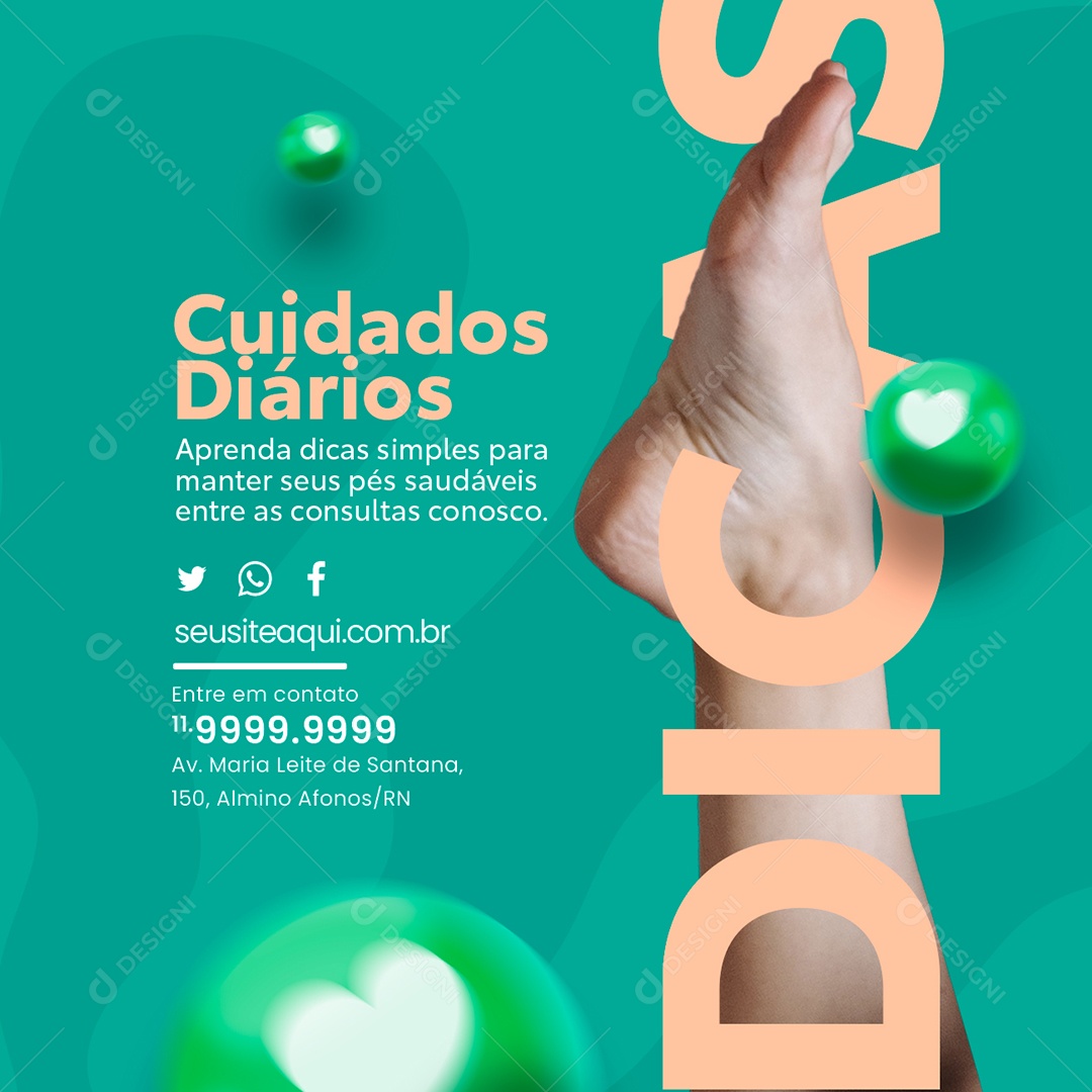 Pedóloga Cuidados Diários Aprenda Dicas Simples Social Media PSD Editável