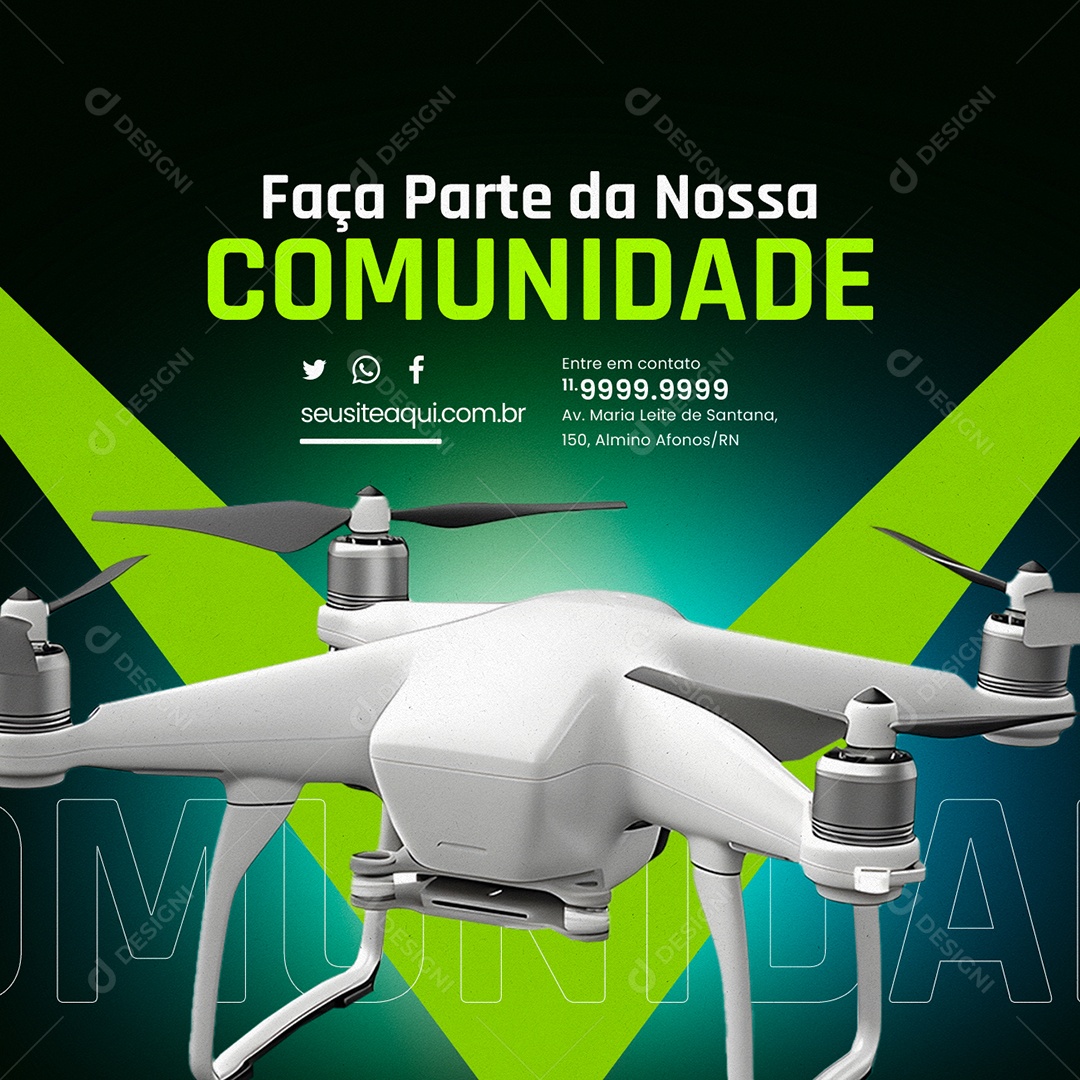 Loja de Drones Faça Parte da Nossa Comunidade Entre em Contato Social Media PSD Editável