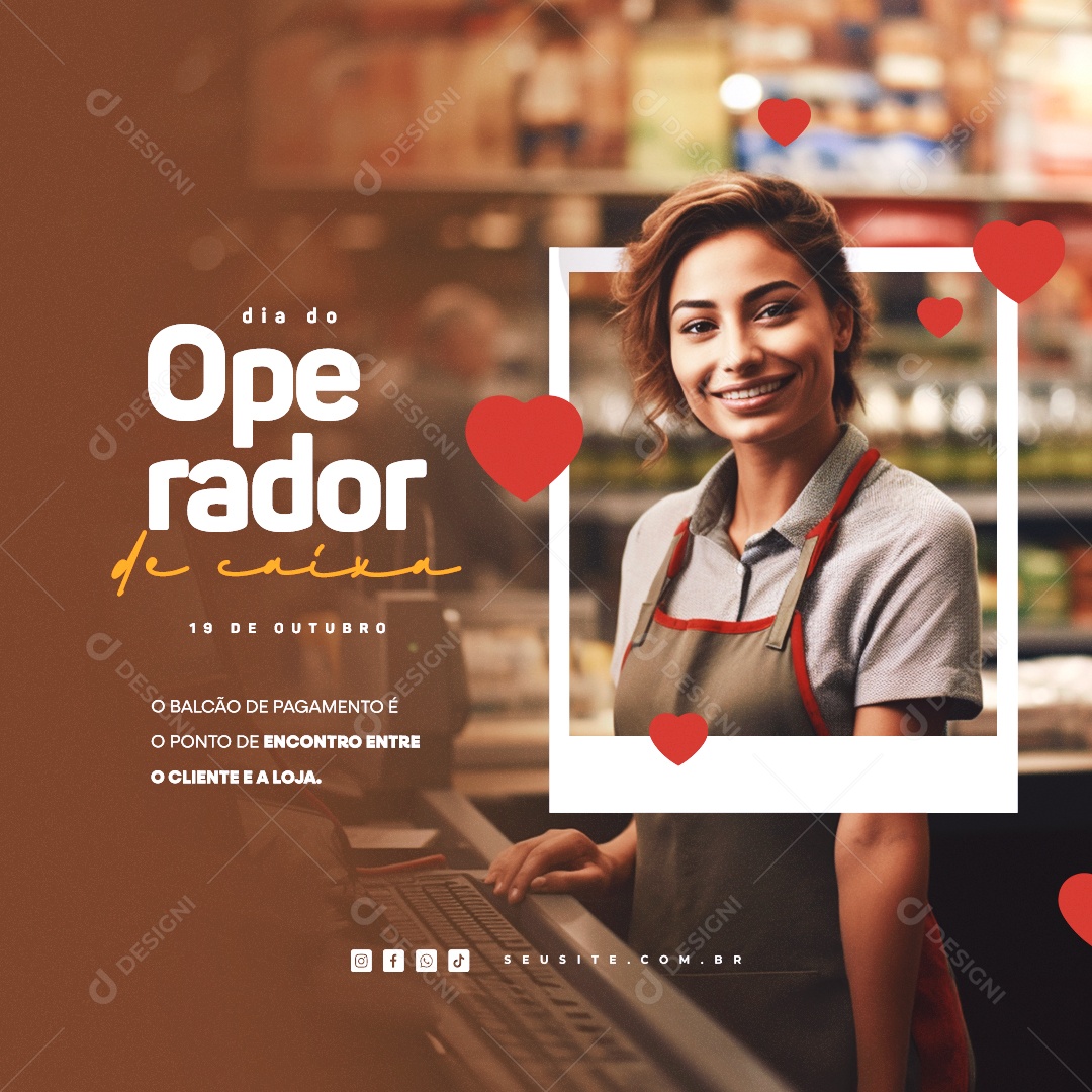 Dia do Operador de Caixa 19 de Outubro Social Media PSD Editável