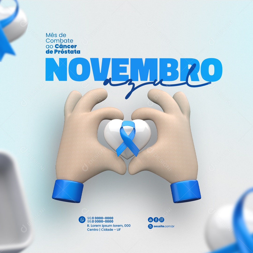 Novembro Azul Mês de Combate ao Câncer de Próstata Social Media PSD Editável